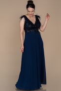 Длинное Свободное Вечернее Платье Темно-синий ABU1410