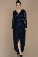Длинное Помолвочное Платье Темно-синий ABU1122