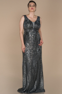 Длинное Свободное Вечернее Платье Антрацитовый ABU1407