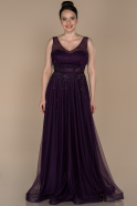 Длинное Свободное Вечернее Платье Сливовый ABU1376