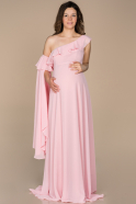 Длинное Вечернее Платье Для Беременных Пудровый ABU751