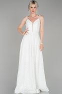 Длинное Помолвочное Платье С Кружевами Белый ABU1430