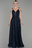 Длинное Помолвочное Платье С Кружевами Темно-синий ABU1430