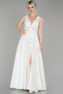 Длинное Помолвочное Платье С Кружевами Белый ABU1431