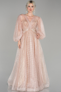 Длинное Вечернее Платье Пудровый ABU1306