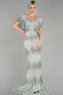 Длинное Вечернее Платье Русалка Серый ABU1434