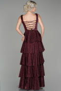 Длинное Помолвочное Платье Бордовый ABU524