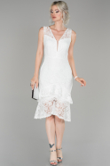 Короткое Ночное Платье С Кружевами Белый ABK852