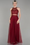Длинное Помолвочное Платье Бордовый ABU766