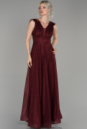 Длинное Выпускное Платье Бордовый ABU1356