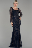 Длинное Вечернее Платье Темно-синий ABU1214