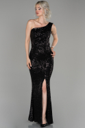 Длинное Вечернее Платье Черный ABU1436