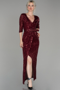 Длинное Вечернее Платье Бордовый ABU1438