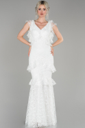 Длинное Вечернее Платье Русалка Белый ABU627