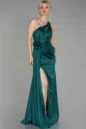 Длинное Атласное Платье Для Помолвки Изумрудно-зеленый ABU1307