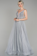 Длинное Помолвочное Платье Серый ABU1442