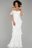 Длинное Помолвочное Платье Белый ABU1172