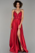 Длинное Атласное Платье Для Помолвки красный ABU1300