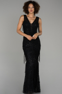 Длинное Вечернее Платье Черный ABU1287