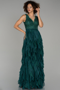 Длинное Помолвочное Платье Изумрудно-зеленый ABU1451