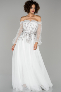 Длинное Помолвочное Платье Белый ABU1452