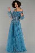 Длинное Помолвочное Платье Индиго ABU1452