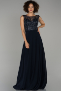 Длинное Помолвочное Платье Темно-синий ABU1390