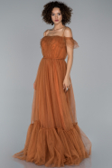 Длинное Помолвочное Платье Цвет корицы ABU1449