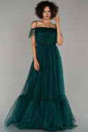 Длинное Помолвочное Платье Изумрудно-зеленый ABU1449