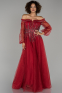 Длинное Помолвочное Платье красный ABU1452