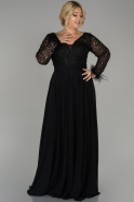 Длинное Свободное Вечернее Платье Черный ABU1322