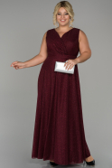 Длинное Свободное Вечернее Платье Бордовый ABU1464