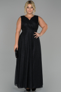 Длинное Свободное Вечернее Платье Черный ABU1464