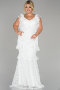 Кружевное Платье Большого Размера Белый ABU1311