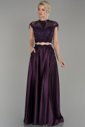 Длинное Атласное Платье Для Помолвки Пурпурный ABU1108