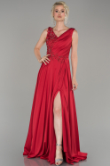 Длинное Атласное Платье Для Помолвки красный ABU1472
