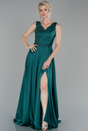 Длинное Атласное Платье Для Помолвки Изумрудно-зеленый ABU1472