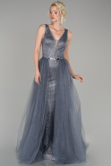 Длинное Помолвочное Платье Антрацитовый ABU1474