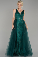 Длинное Помолвочное Платье Изумрудно-зеленый ABU1474