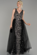 Длинное Помолвочное Платье Черный ABU1475