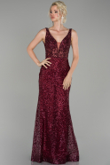 Длинное Помолвочное Платье Бордовый ABU1479