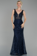 Длинное Помолвочное Платье Темно-синий ABU1479