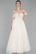Длинное Помолвочное Платье Белый ABU1491
