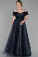 Длинное Помолвочное Платье Темно-синий ABU1492