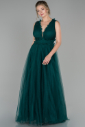 Длинное Помолвочное Платье Изумрудно-зеленый ABU1494