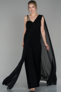Длинное Пригласительное Платье Черный ABT055