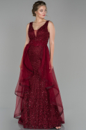 Длинное Помолвочное Платье Бордовый ABU1497