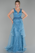 Длинное Помолвочное Платье Индиго ABU1497