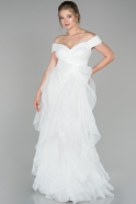 Длинное Помолвочное Платье Белый ABU1498