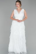 Длинное Помолвочное Платье Белый ABU1484
